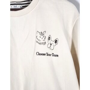 Denim & Flower Ricky Singh Choose Your Team Dog Cat Cream Crewneck Sweatshirt M